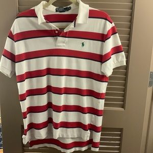 Mens size M Polo Ralph Lauren white and red striped shirt